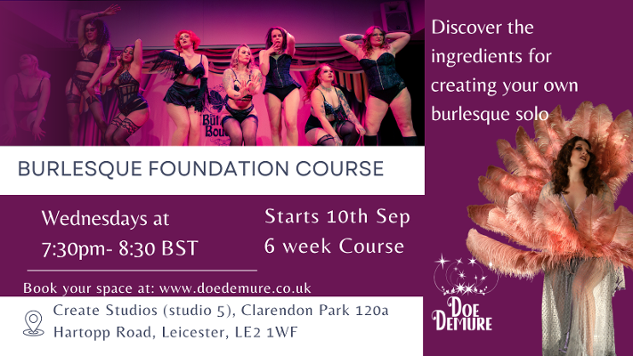 Burlesque foundations course Leicester at Create Studio